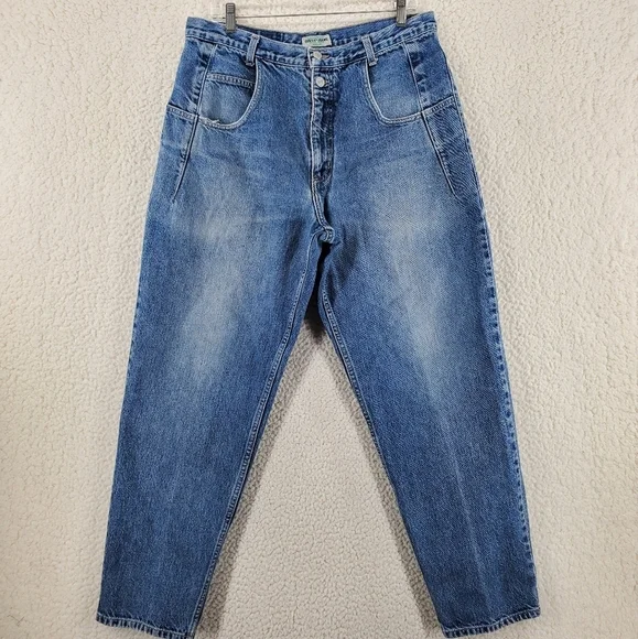 Vtg Guess Blue Jeans Men 34x29.5 Baggy Hi Rise Tapered Distressed USA 90s Grunge - Picture 14 of 15